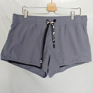 DKNY‎ Sport 2-in-1 Athletic Shorts Size L Gray Built-in Liner Logo Drawstring